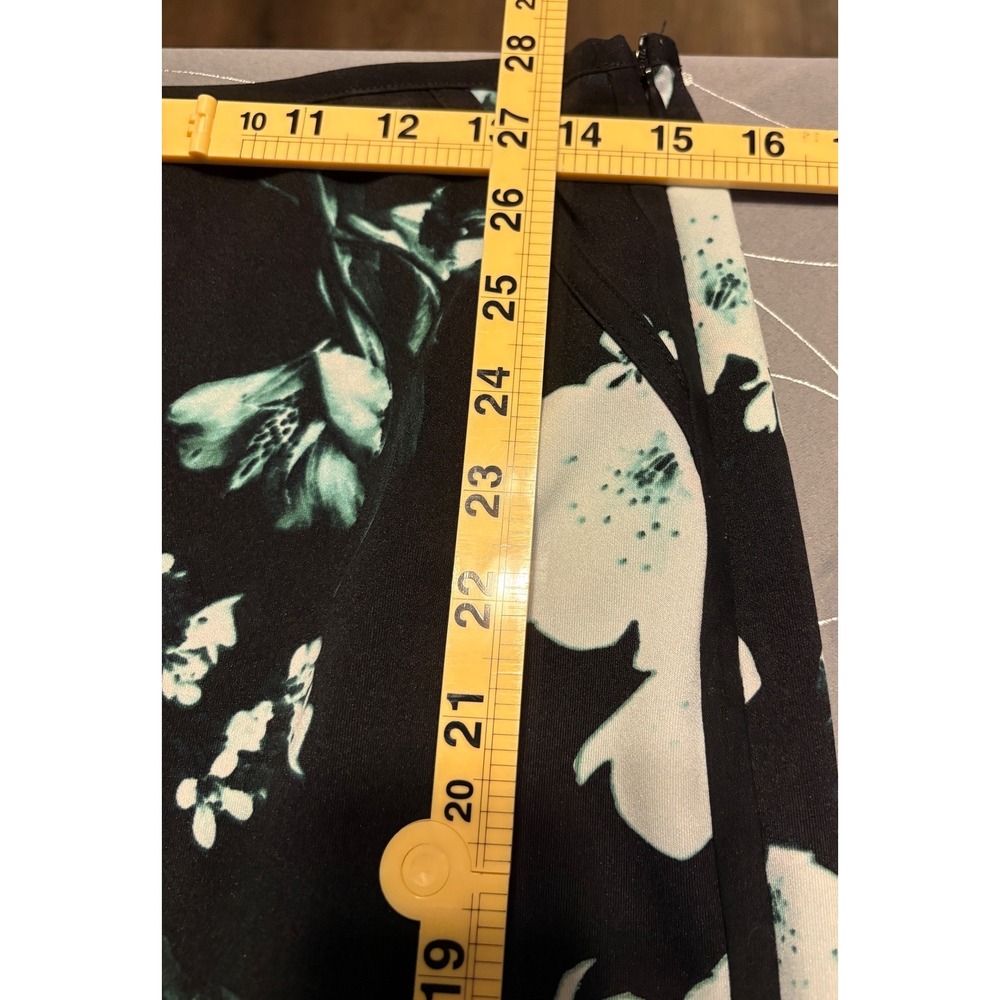 Worthington Floral Pencil Skirt Womens Medium Black White Sage Green Scuba Midi - Picture 4 of 5